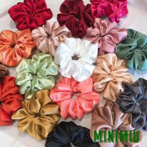 [HCM]Combo 10 20 30 dây cột tóc nữ buộc tóc vải bản to Scrunchies handmade trơn phồng chất lụa lụa satin phi lụa cho bạn nữ và bé gái siêu cute CT26VA- MiniMiu