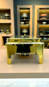 Square Gold Food Warm Buffet Stove Wedding 6L Burner Heating Commercial Stainless Steel Buffet Stove Chafing Dishes