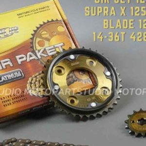 GEAR GIR SET GIR PAKET SUPRA X 125 HELM IN BLADE 125 FI 14T 36T & 38T 428H 128PLUS