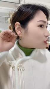 (Bebas beli 2 dapat bonus) H-Girl888 A101 Anting juntai bunga hitam elegan wanita Korea original