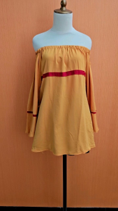 atasan sabrina wanita kuning mustard M L cewek blouse santai remaja dewasa