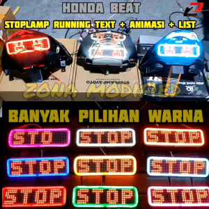 Stoplamp Running Text Berjalan Dan Animasi Plus List - 51 Mode Beat FI / Beat ESP / Beat Deluxe Dan Bisa Universal - Lampu LED Rem Belakang Modifikasi Variasi Motor Running Teks