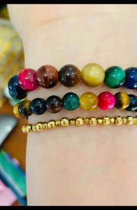 Vòng tay đá thạch anh mắt hổ ngũ sắc thiên năng lượng tài lộc hợp tất cả các mệnh