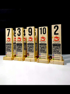 Nomor Meja Cafe Resto Tinggi Gratis Tambah Cetak Logo