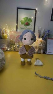 Búp bê bà được móc từ sợi ctvn 1mm cao 14cm