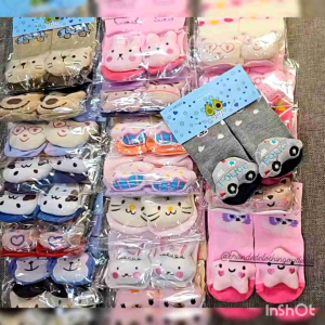 KAOS KAKI ANAK PREMIUM 3D KERINCING ANTI SLIP 12-24M / KAOS KAKI ANAK KARAKTER BONEKA 3D LUCU IMPORT KOREAN STYLE / CUTE DOLL CRINKLE SOCK RATTLE / DBS7815