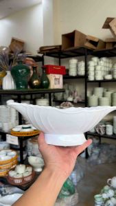 Bát gà cúng Bát Tràng sứ nung khử cao cấp - Bát bày gà men trắng - Bát (đĩa)thuyền đựng gà lễ lᴏại 1