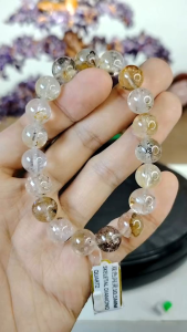 Natural Pakistan Premium Grade Skeletal Diamond Quartz Crystal Beads Bracelet HDC06