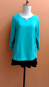 atasan wanita hijau tosca M L cewek blouse santai kerja kuliah