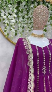 BEAUTIFUL HEAVY SEQUENCE EMBROIDERY WORK FAUX GEORGETTE TOP AND SEMI STITCHED LEHENGA WITH DUPPATA