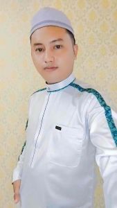 Baju koko Original Saudi Polyester Import lengan panjang putih les tangan biru hitam abstrak / Baju Pria Muslim Elit Mewah Berkelas dan Berkualitas Alghin Exclusive 24