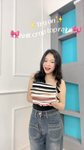 KOKO - Atasan Wanita Dewasa Kaos Rajut Bergaris Lengan Pendek Kerah Polo Korea Style 2024