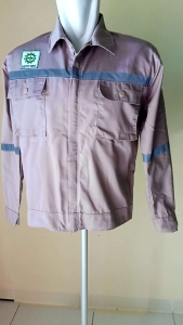 Baju Wearpack Pria Safety K3 Seragam Kerja Proyek Lapangan Tambang Bengkel Las Atasan Lengan Panjang Bahan American Drill Grade A Coklat Susu Polos