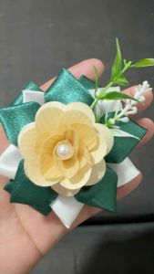 Wedding chest corsage emerald green