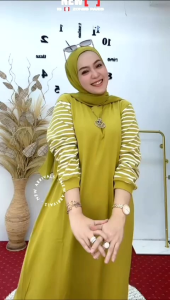 Gamis Jumbo Viral Lengan Stripe LD 120 PB 135 By Nabil