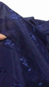 Vải voan lưới thêu hoa màu xanh đen dày dặn hàng cao cấp (khổ 1m15)may đầm váy áo thiết kế thời trang