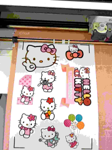 Hello Kitty Cake and cupcake topper machine cut ( machine cut waterproof )
