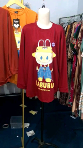 Atasan Kaos Oversize Lengan Panjang Wanita