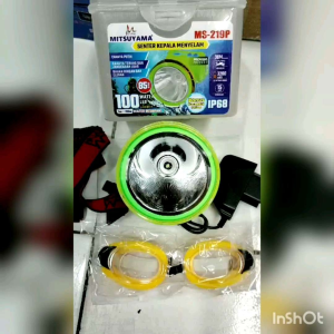 Senter Kepala Selam Diving 100Watt Ms-219 Mitsuyama Bonus Kacamata Renang Super Terang