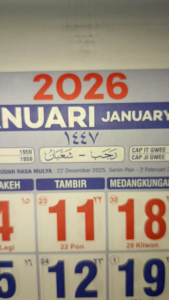 KALENDER 2026 STANDAR BESAR ANGKA JUMBO HIJRIAH