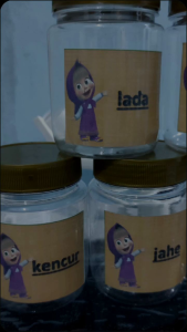 Toples Bumbu Dapur 200 ml / Stiker Bumbu Dapur / Toples Bulat Stiker Marsha Bisa Reques Nama