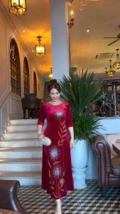 Đầm Đi Tiệc [Salu Store] Mã DN539 Dáng Dạ Hội Nhung Tuyết Đính Đá DMC Cao Cấp từ 50kg-75kg