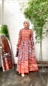 SILK SUTRA DRESS GAMIS SILK SUTRA BATIK CAP ABSTRAK PEKALONGAN