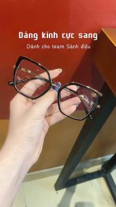 Kính vuông thời trang nữ kiểu bản to kim loại kết hợp nhựa 87186A