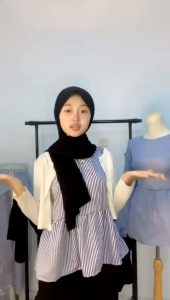 Blouse Top Balon salur + kotak