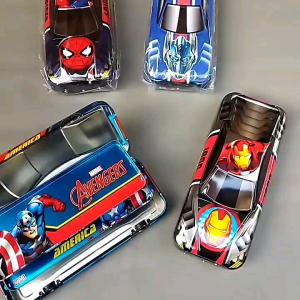 Tempat Pensil Susun Tingkat Tiga Karakter Marvel Spiderman Ironman Avengers Bahan Besi