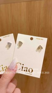 Khuyên tai bông tai mạ bạc S925 hình tim nhỏ đính đá tinh tế Heart Bae Ciao