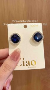 Khuyên tai bông tai mạ bạc S925 đính đá xanh sang trọng Blue Ciao & Green Ciao