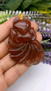 天然红兔毛九尾狐吊坠 45x66mm (48.4g) Natural Red Rabbit Hair Nine-Tailed Fox Pendant