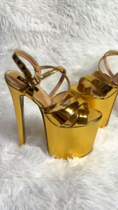 Elegant Pageant platform heels metallic gold 8inches nude and brown color available size 36-40