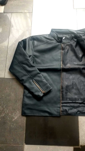 Jaket Pria Bahan Kulit Sintetis Model Kasual Simple Elegan Bahan Tebal