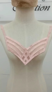 DIY Pink Embroidered Neckline Lace Applique Sew On Soft Mesh Dress Collar Decorative Trim Costume Craft DIY