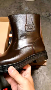 Sepatu Pria Boots Safety Kulit Fintoni Steel Toe 6907