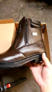 Sepatu Pria Boots Safety Kulit Fintoni Steel Toe 6928