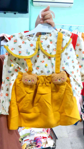 Baju Bayi Perempuan DAANIA Setelan Blouse Kemeja Lengan Panjang dan Overall Rok