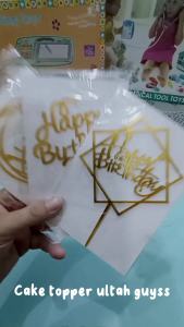 Cake Topper Kue Motif Happy Birthday Gold / Hiasan Kue Ulang Tahun / Hiasan Kue Ultah / Hiasan Ultah / Hiasan Happy Birthday / Hiasan Kue HBD / Hiasan HBD / Tangkai Kue