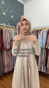Malika Dress Ld 130 cm Bahan Brukat Non Glitter Dalaman Silk Premium Full Payet Mote Dijahit Tangan Grade A