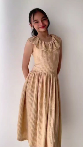 Lunna Sleeveless Dress | Soft Textured Party Dress for Kids | Cute & Comfortable 8-10 Years Old