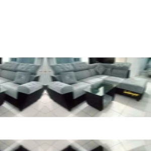 satu set sofa L hadres kancing mutiara plus meja dan 2 bantal imut free ongkir bandung