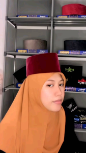 Peci Songkok Nasional Kopiah Jawara Warna Merah Maroon Tinggi 9 CM