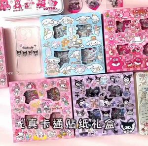 100 Sheets Sanrio Cute Stickers Transparent Cartoon Sticker Gift Box DIY Stationery Cute Cartoon 100 Pieces Boxed Notebo