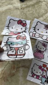 Tem decal dán ô tô Hello Kitty Family Car Sticker Xe Máy Decal Vinyl Menutupi goresan Stiker mobil 13x9.1cm.