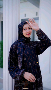 SILVIA DRESS #12 & #3 - GAMIS VISCOSE MOTIF CANTIK KEKINIAN PLUS JILBAB SEGIEMPAT DENGAN WARNA SENADA BY ANNAIRA.ID