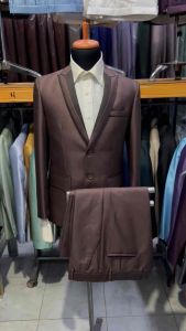 1 stel jas wedding jas nikah jas pengantin jas pernikahan jas kantor jas murah jas tailor model korean slim fit semi woll MAHOGANY ( BONUS COVER JAS )