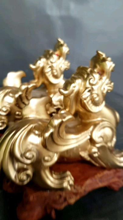 Tượng con Nghê (bộ 2 con), Tùy Hưu phong thủy, Linh vật Thần Thú số 1, cao 15cm.