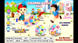 Mainan Bola Kerincing Berbunyi Colorful Rattle Ball SS 1901